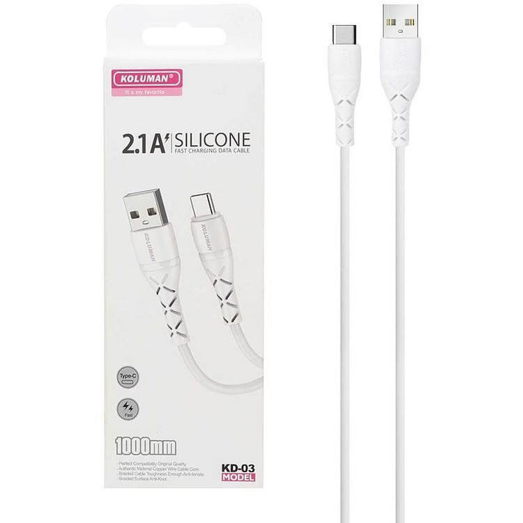 کابل تبدیل USB به USB-C کلومن مدل KD-03 طول 1 متر
