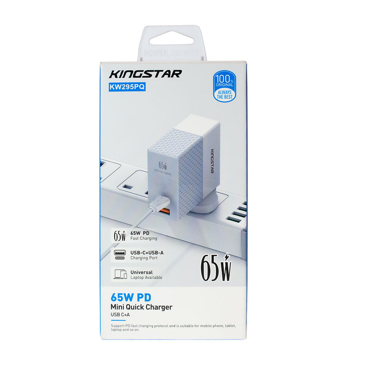 شارژر دیواری 65 وات کینگ استار مدل همرا با کابل KW295PQ