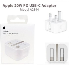 شارژر 3 پین آیفون USB-C مدل A2344 20W B.A - سفید