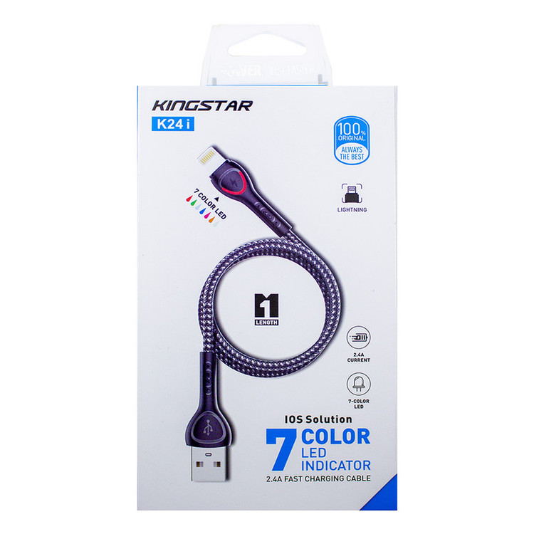کابل شارژ 1 متری USB به Lightning کینگ استار مدل K24 i