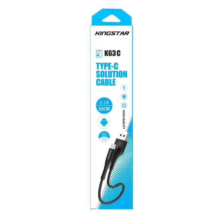 کابل تبدیل USB به USB-C کینگ استار مدل K63C طول 0.25 متر