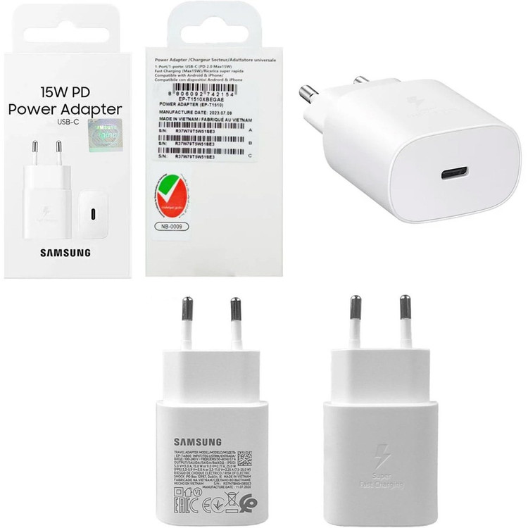 شارژر دیواری سامسونگ اصلی سه سریال ویتنام 15 وات مدل دو پین EP-T1510